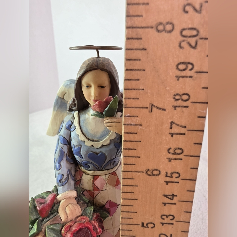 Jim Shore Heartwood Creek Angel with Flower Basket Figurine Blue Pink 4005241 - Picture 8 of 10